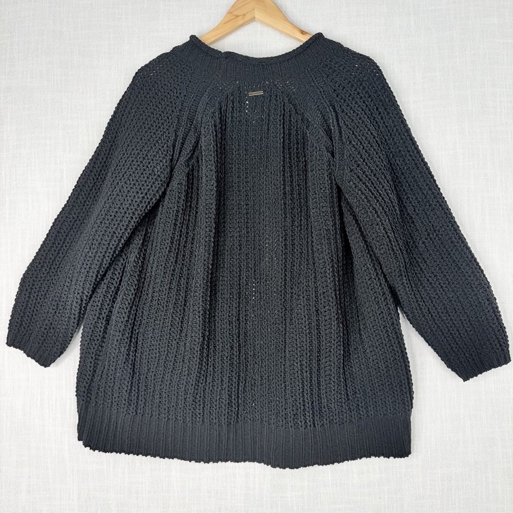 Billabong Open Front Ribbed Knit Cardigan Sweater with Pockets  M Black - Picture 7 of 13